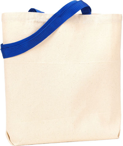 Am image of a Custom Liberty Bags Jennifer Recycled Cotton Canvas Tote in Natural/Royal!