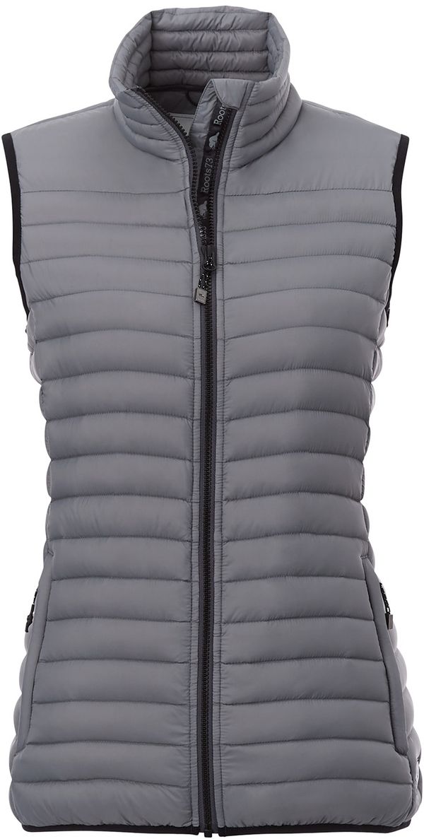 Am image of a Custom Roots73 Womens Eaglecove Down Vest in Quarry!