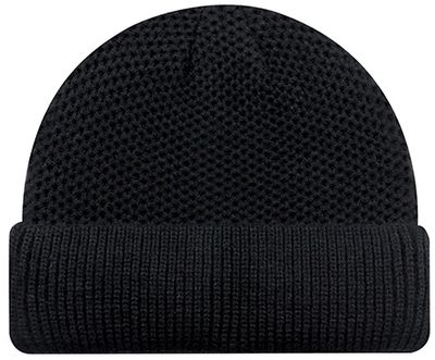 Am image of a Custom AJM Acrylic Mesh Rib Knit Cuff Toque in Black!