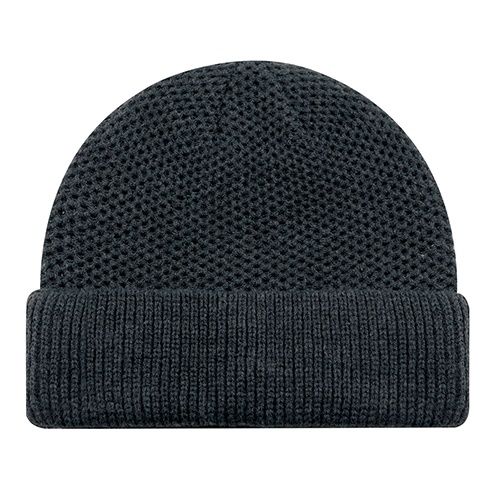 AJM Acrylic Mesh Rib Knit Cuff Toque in Charcoal