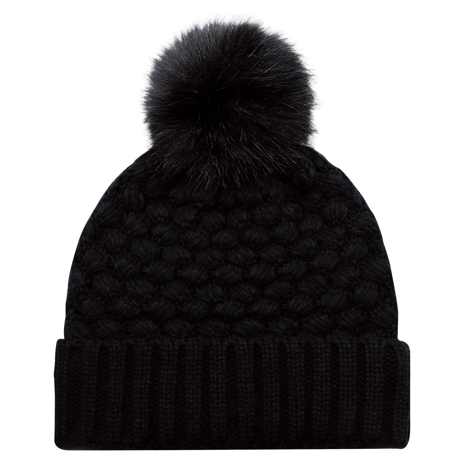 Acrylic Cuff Toque Faux Fur in Black/Black