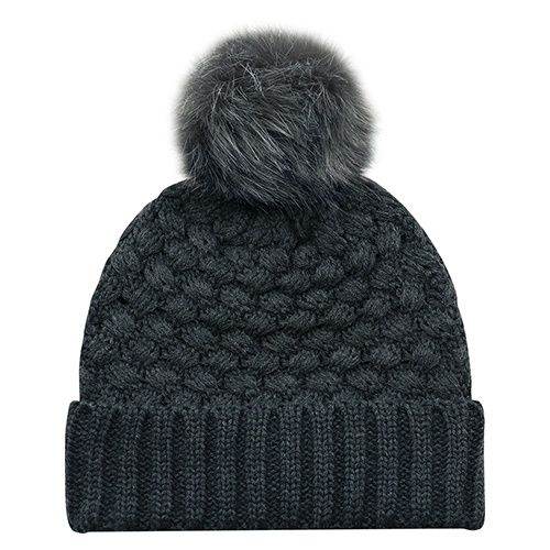 Acrylic Cuff Toque Faux Fur in Charcoal/Charcoal