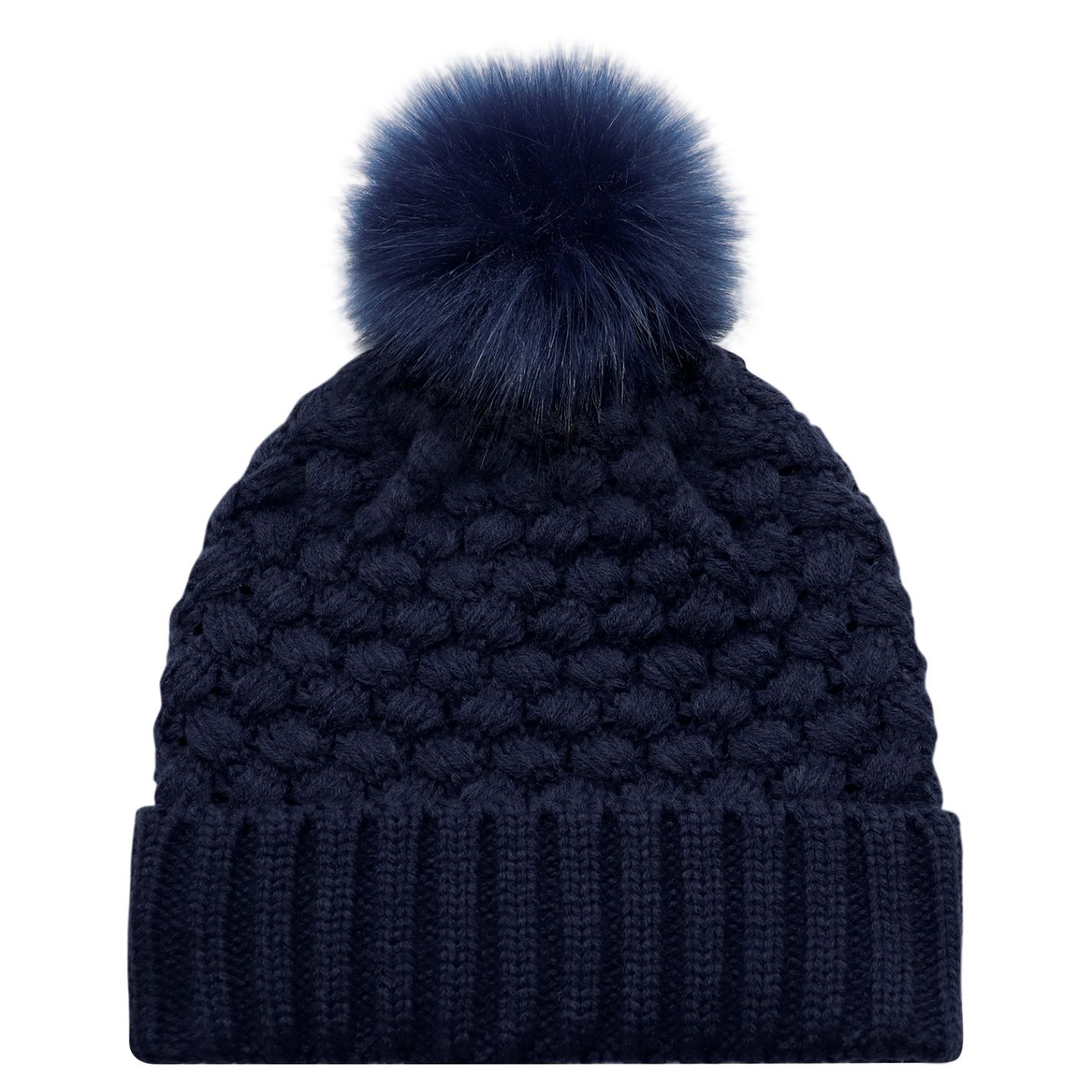 Acrylic Cuff Toque Faux Fur in Navy/Navy