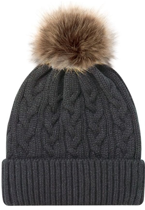 Am image of a Custom AJM Faux Fur Pom Pom Cuff Toque in Charcoal/Beige!