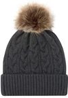 Am image of a Custom AJM Faux Fur Pom Pom Cuff Toque in Charcoal/Beige!