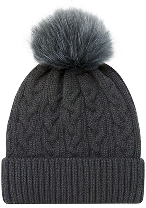 Am image of a Custom AJM Faux Fur Pom Pom Cuff Toque in Charcoal/Charcoal!
