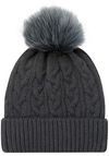 Am image of a Custom AJM Faux Fur Pom Pom Cuff Toque in Charcoal/Charcoal!