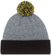 Am image of a Custom AJM Acrylic Cuff Multi Coloured Pom Pom Toque in Black/Gold!