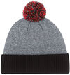 Am image of a Custom AJM Acrylic Cuff Multi Coloured Pom Pom Toque in Black/Red!