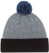 Am image of a Custom AJM Acrylic Cuff Multi Coloured Pom Pom Toque in Black/Royal Blue!