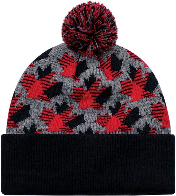 Am image of a Custom Acrylic Cuff Toque Maple Leaf in Black/Slate/Red!
