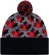 Am image of a Custom Acrylic Cuff Toque Maple Leaf in Black/Slate/Red!