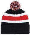 Am image of a Custom AJM Junior Acrylic Cuff Pom Pom Toque in Black/Red/White!