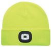 Am image of a Custom AJM Acrylic Cuff Toque with LED Headlight in Safety Green!