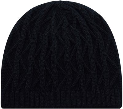 Am image of a Custom Acrylic Jacquard Cable Knit Board Toque in Black!