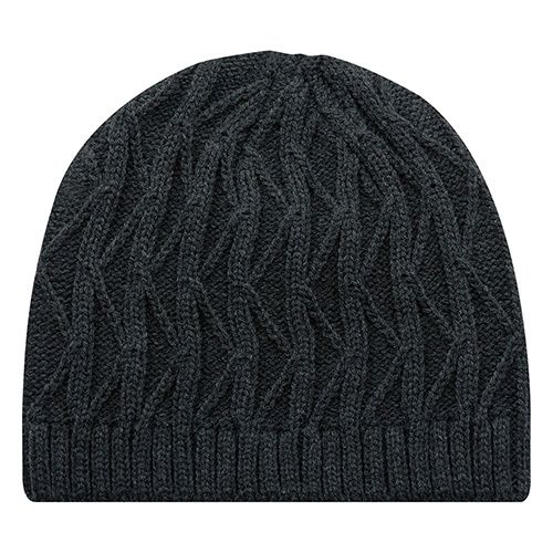 Acrylic Jacquard Cable Knit Board Toque in Charcoal