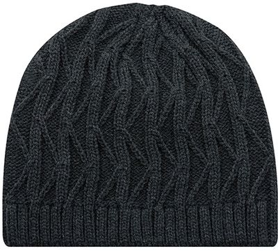 Am image of a Custom Acrylic Jacquard Cable Knit Board Toque in Charcoal!