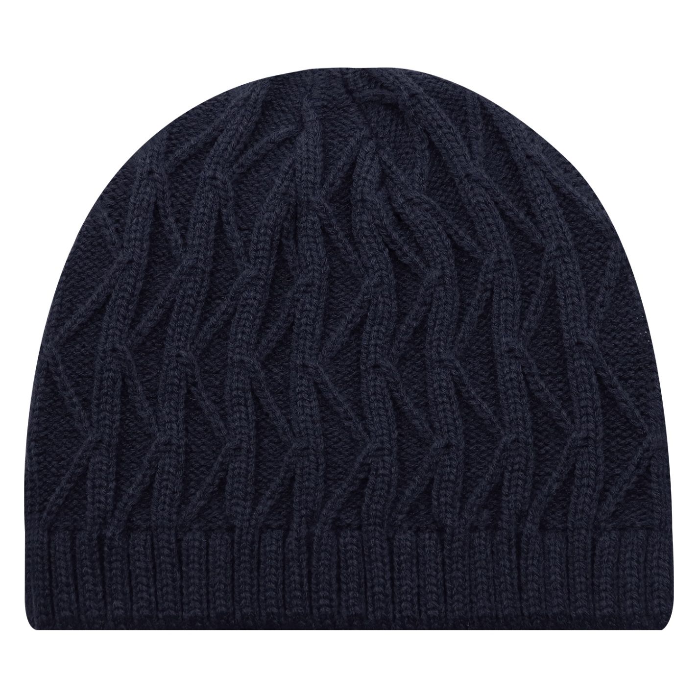 Acrylic Jacquard Cable Knit Board Toque in Navy