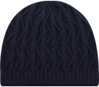 Am image of a Custom Acrylic Jacquard Cable Knit Board Toque in Navy!