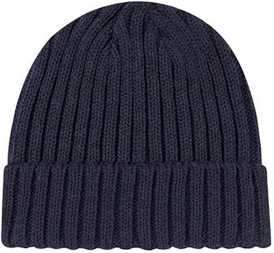 Am image of a Custom AJM Chunky Rib Knit Acrylic Cuff Toque in Navy!