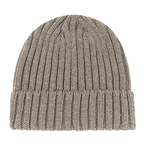 AJM Chunky Rib Knit Acrylic Cuff Toque in Oatmeal