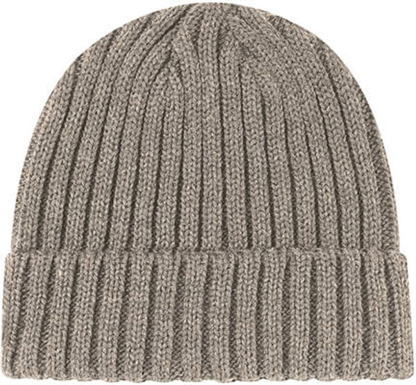 Am image of a Custom AJM Chunky Rib Knit Acrylic Cuff Toque in Oatmeal!