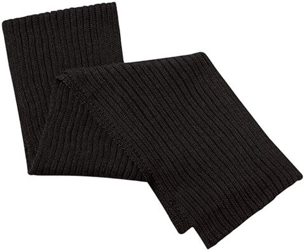 Am image of a Custom AJM Chunky Rib Knit Acrylic Scarf in Black!