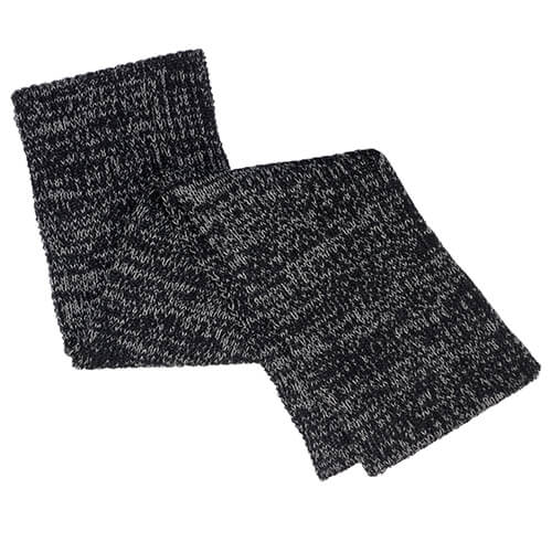 AJM Chunky Rib Knit Acrylic Scarf in Black/Dark Grey