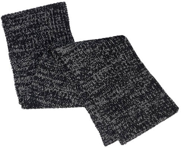 Am image of a Custom AJM Chunky Rib Knit Acrylic Scarf in Black/Dark Grey!