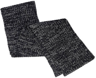 Am image of a Custom AJM Chunky Rib Knit Acrylic Scarf in Black/Dark Grey!