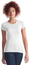 Am image of a Custom Jerico Bamboo Ladies Crewneck T in White!