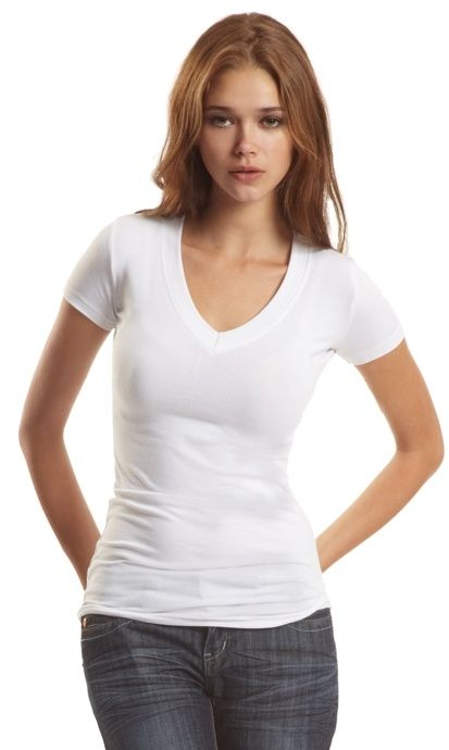 Jerico Bamboo Stretch Deep V Neck in White