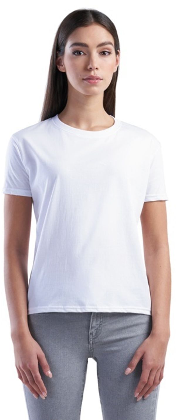 Am image of a Custom Jerico Ladies Box Cut T Shirt in White!