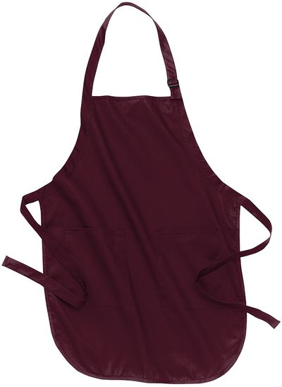 Am image of a Custom Port Authority Full Length Apron with Pockets in Maroon!