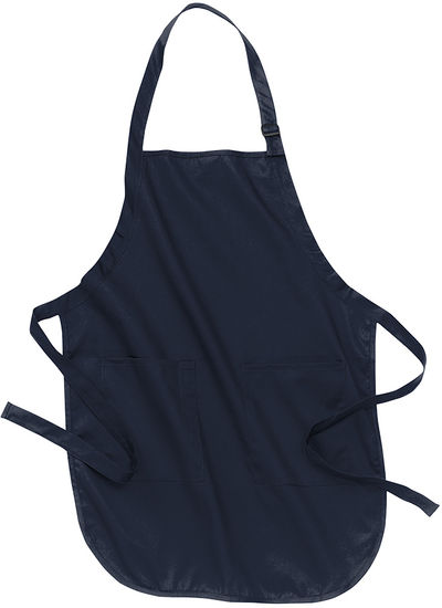 Am image of a Custom Port Authority Full Length Apron with Pockets in Navy!