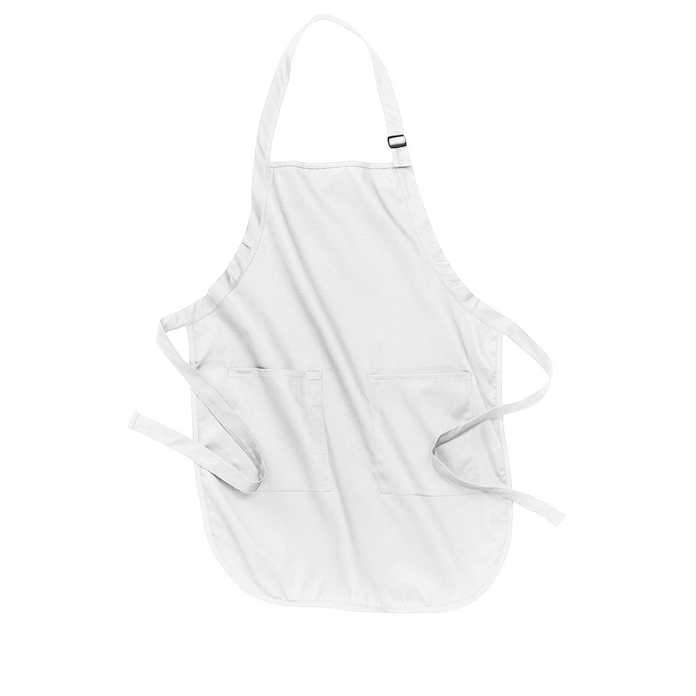 Port Authority Full Length Apron with Pockets in White