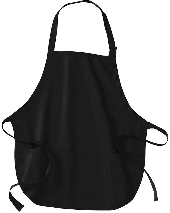 Port Authority Medium Length Apron with Pouch Pockets in Black
