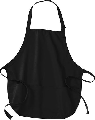 Am image of a Custom Port Authority Medium Length Apron with Pouch Pockets in Black!