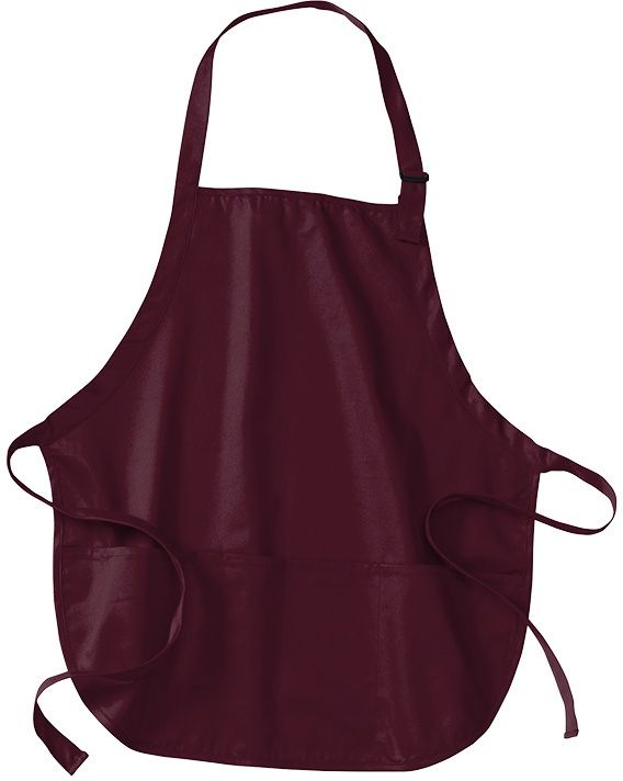 Port Authority Medium Length Apron with Pouch Pockets in Maroon