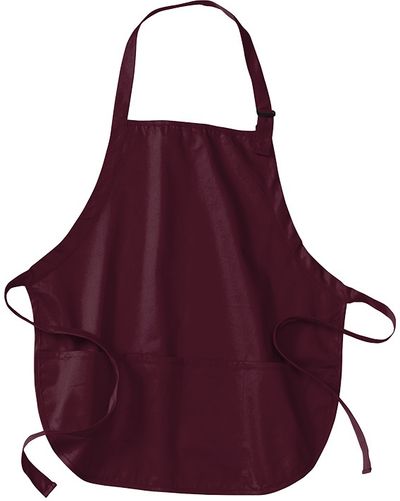 Am image of a Custom Port Authority Medium Length Apron with Pouch Pockets in Maroon!