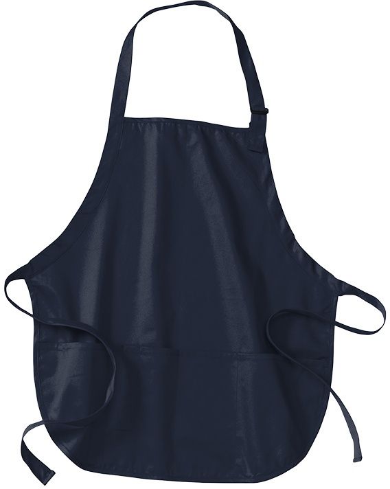 Port Authority Medium Length Apron with Pouch Pockets in Navy