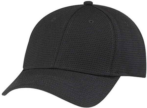 Am image of a Custom AJM Deluxe Performance Polyester Fused Mesh Cap in Black!