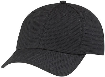 Am image of a Custom AJM Deluxe Performance Polyester Fused Mesh Cap in Black!