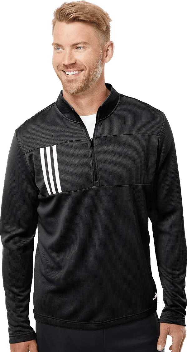 An image of a Custom Adidas 3 Stripes Double Knit Quarter Zip Pullover!