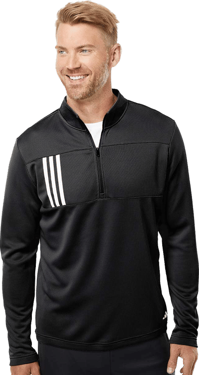 An image of a Custom Adidas 3 Stripes Double Knit Quarter Zip Pullover!