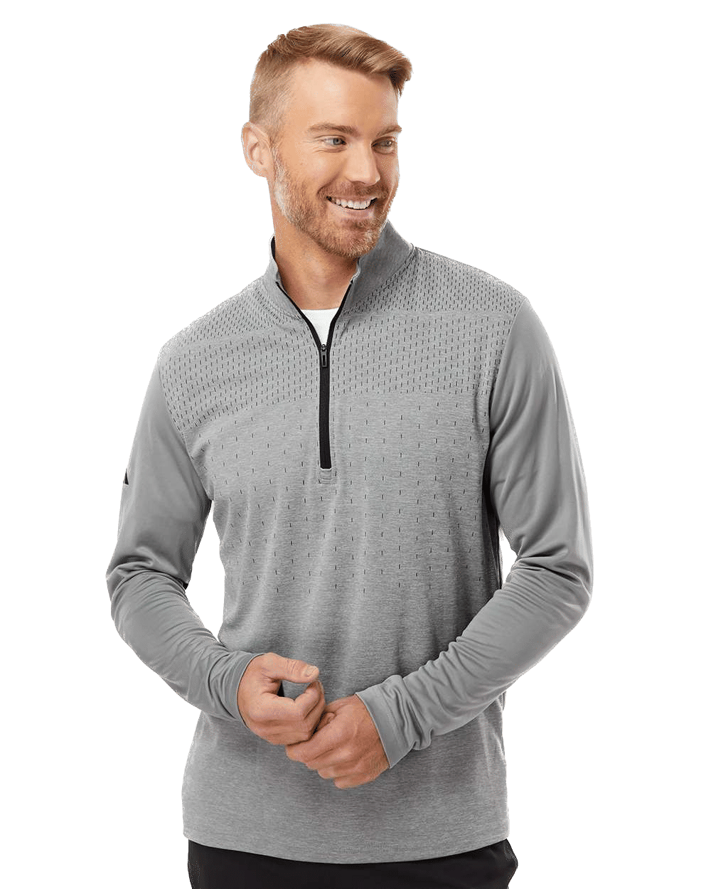 Adidas Heather Block Print Quarter Zip Pullover