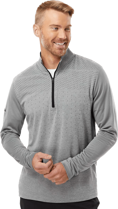 An image of a Custom Adidas Heather Block Print Quarter Zip Pullover!