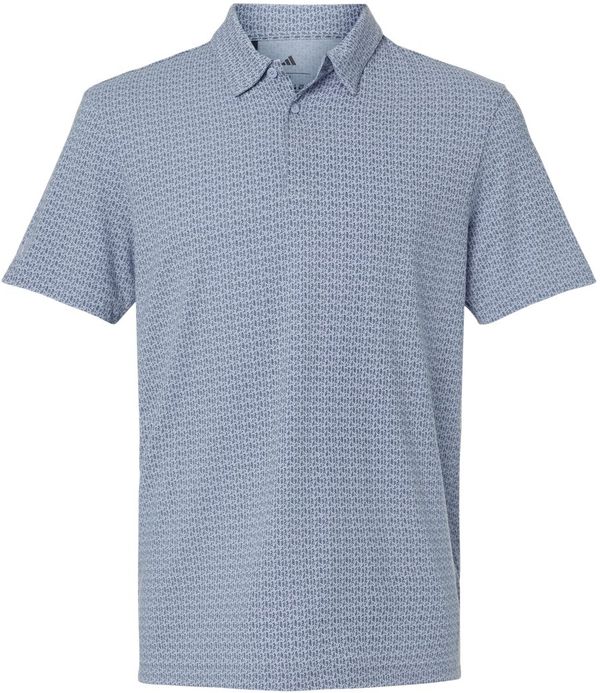 An image of a Custom Adidas Mens Blended Printed Polo in Blue Dawn Melange!