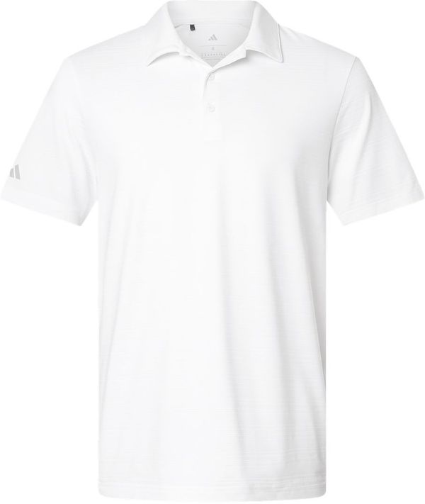 An image of a Custom Adidas Mens Textured Stripe Polo in White!