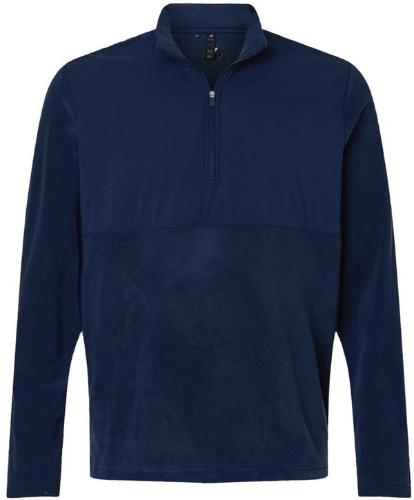 Am image of a Custom Adidas Mens Ultimate Cozy Quarter Zip Pullover in Collegiate Navy!